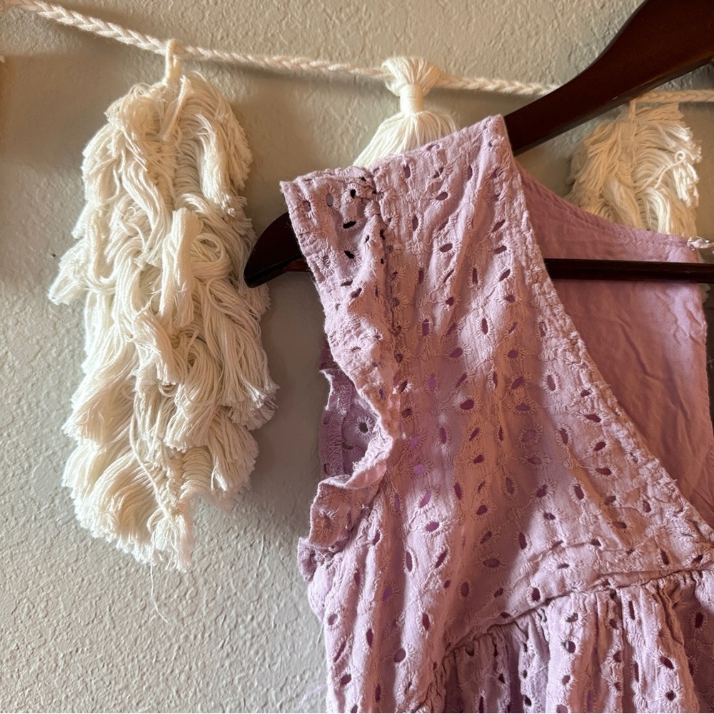 Mustard Seed Lavender Eyelet Lace Babydoll Romper - Picture 5 of 7